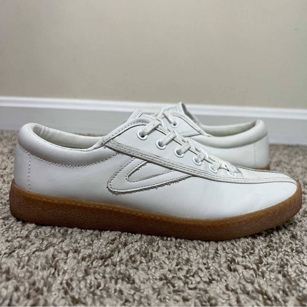 Tretorn White Leather Sneakers with Gum Sole